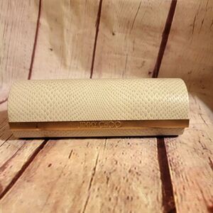 Jimmy Choo Cream Snakeskin Embossed Leather Sun/Eye Glass Case Hard Magnetic